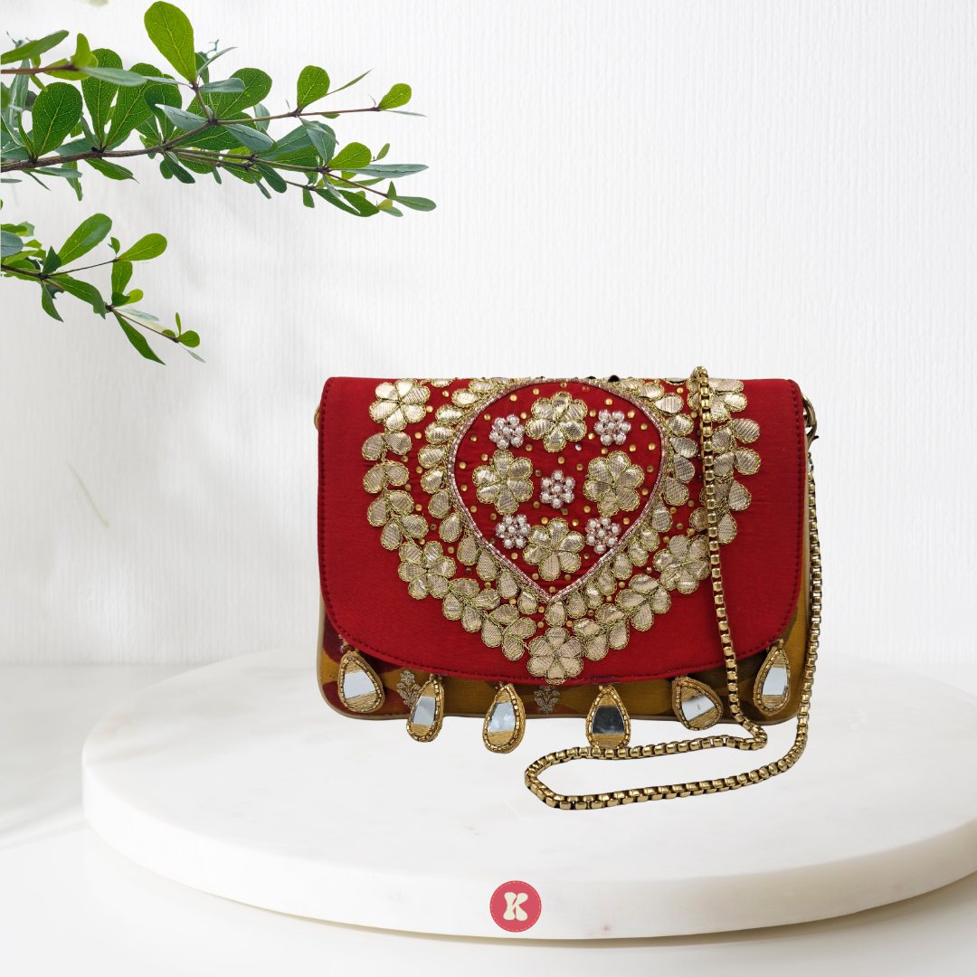 Red Embellished Clutch