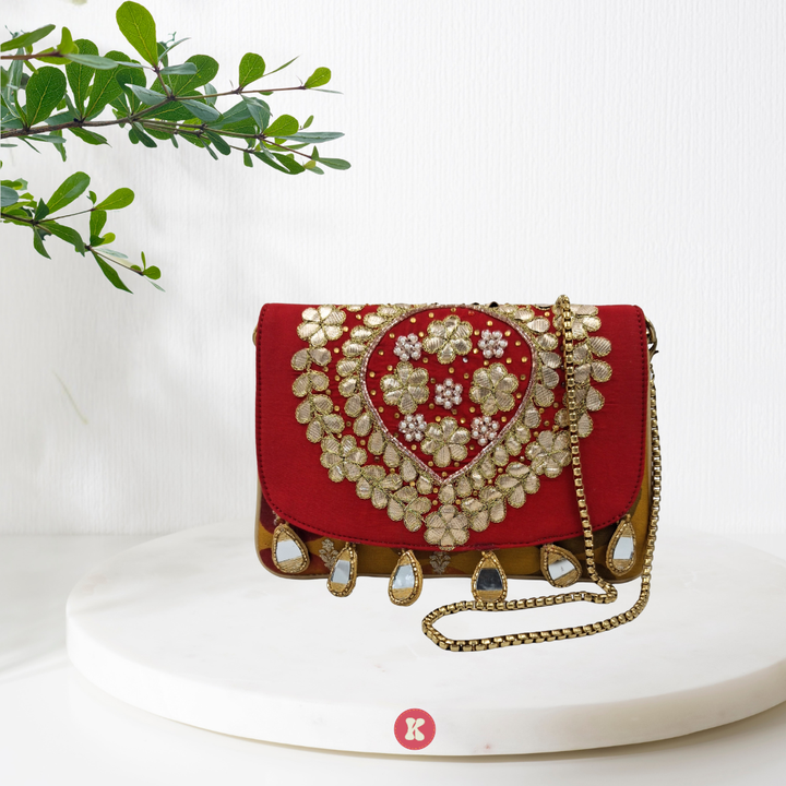 Red Embellished Clutch