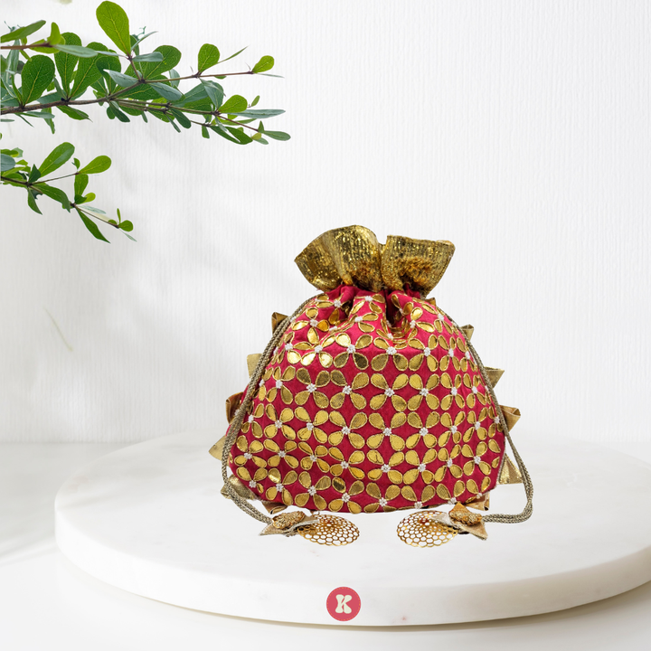 Rani Pink Gold  Potli