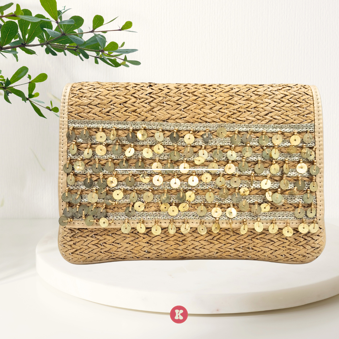 Handwoven Sequin Clutch Bag