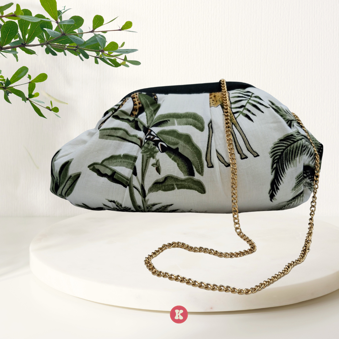 Tropical Leaf Print Clutch