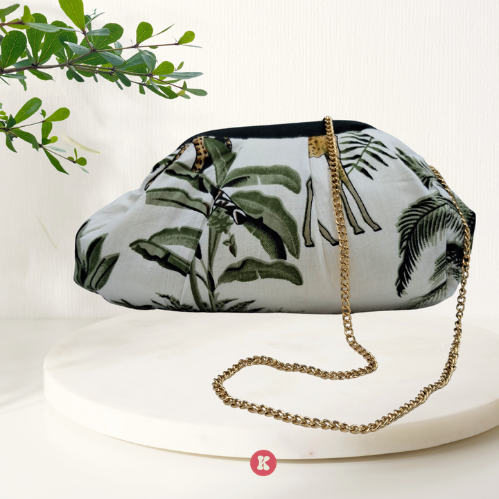 Tropical Leaf Print Clutch