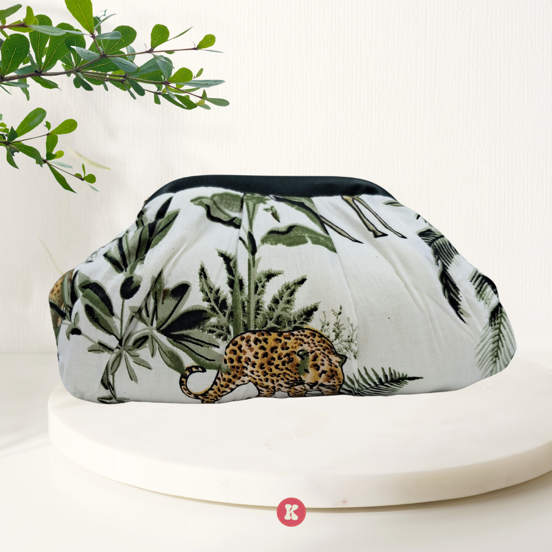 Tropical Leaf Print Clutch