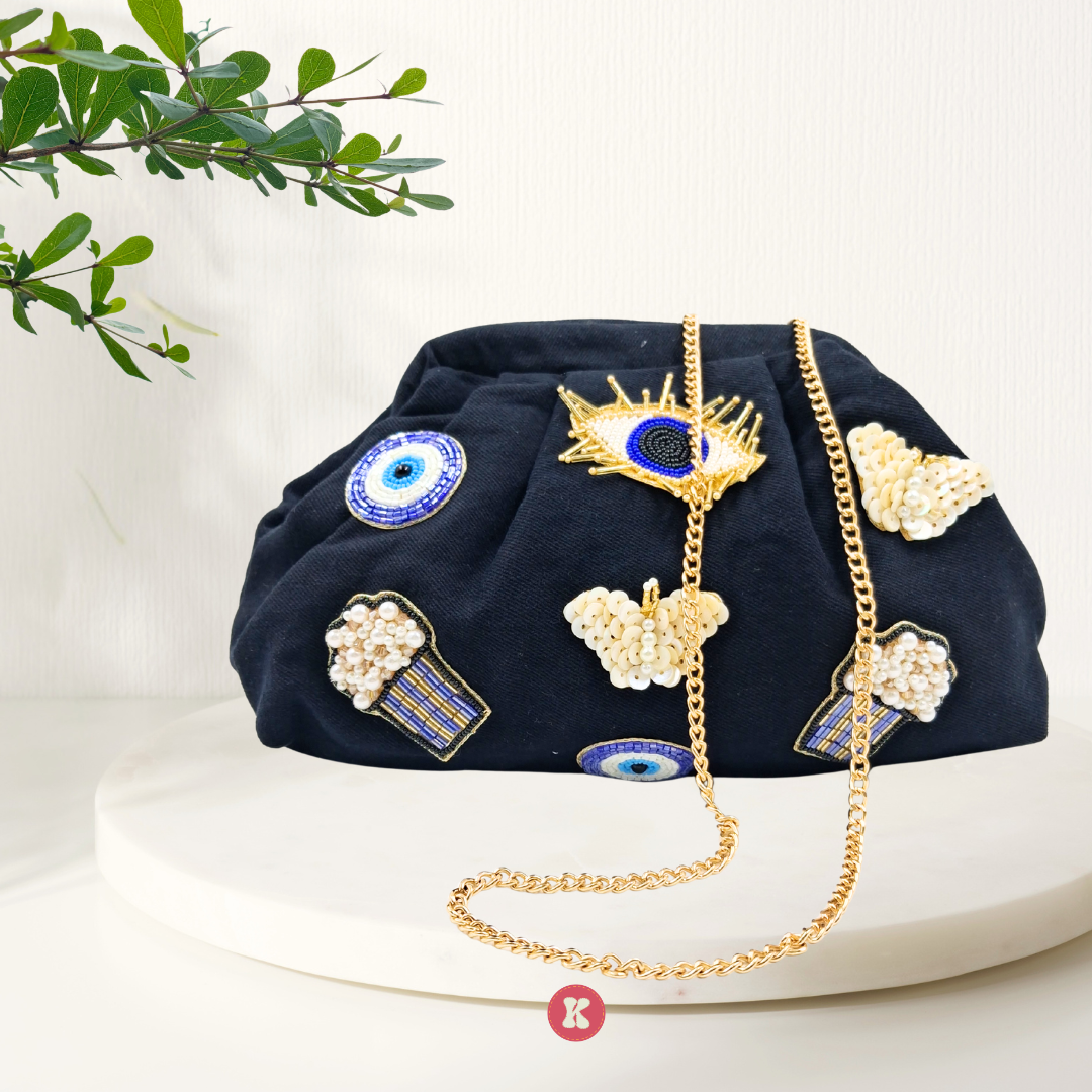 Black Evil Eye Cloud Clutch