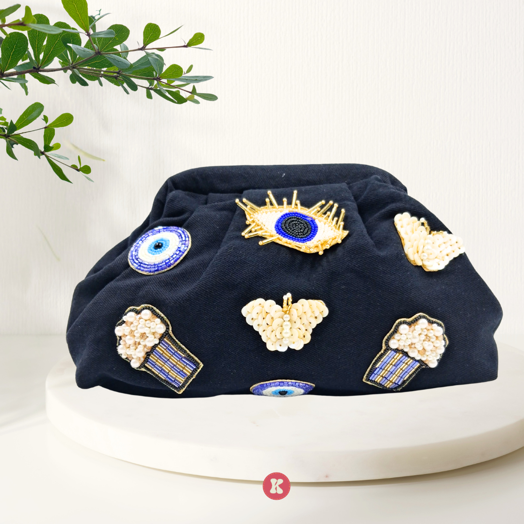 Black Evil Eye Cloud Clutch