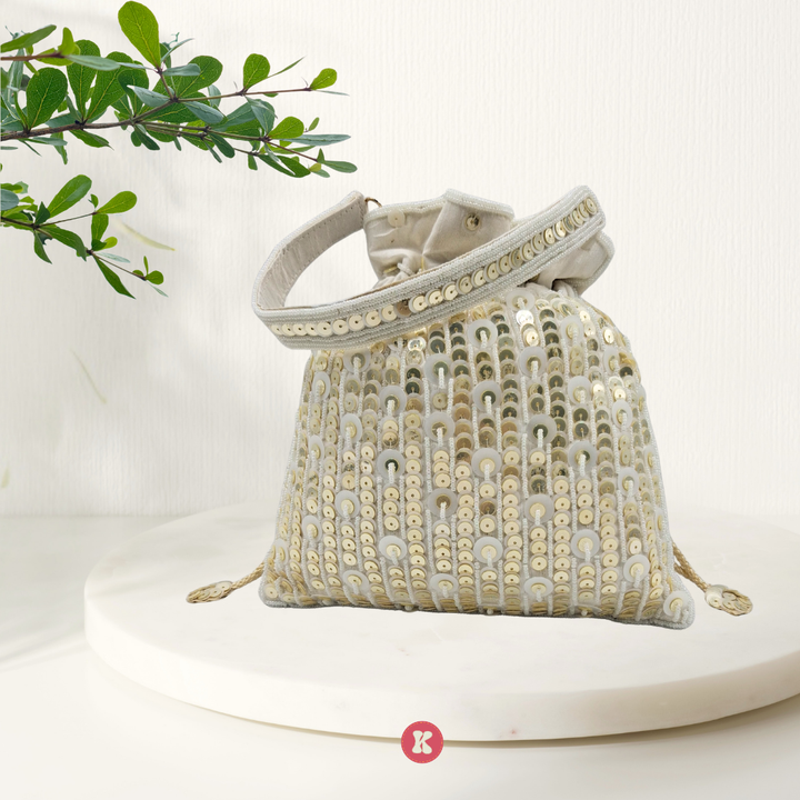 Cream Sequin Potli