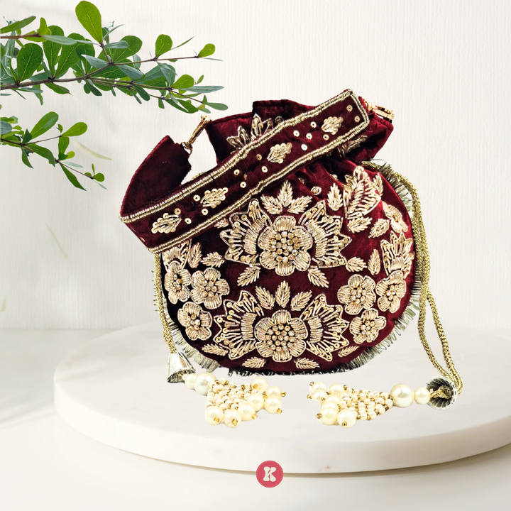 Maroon Bridal Potli.