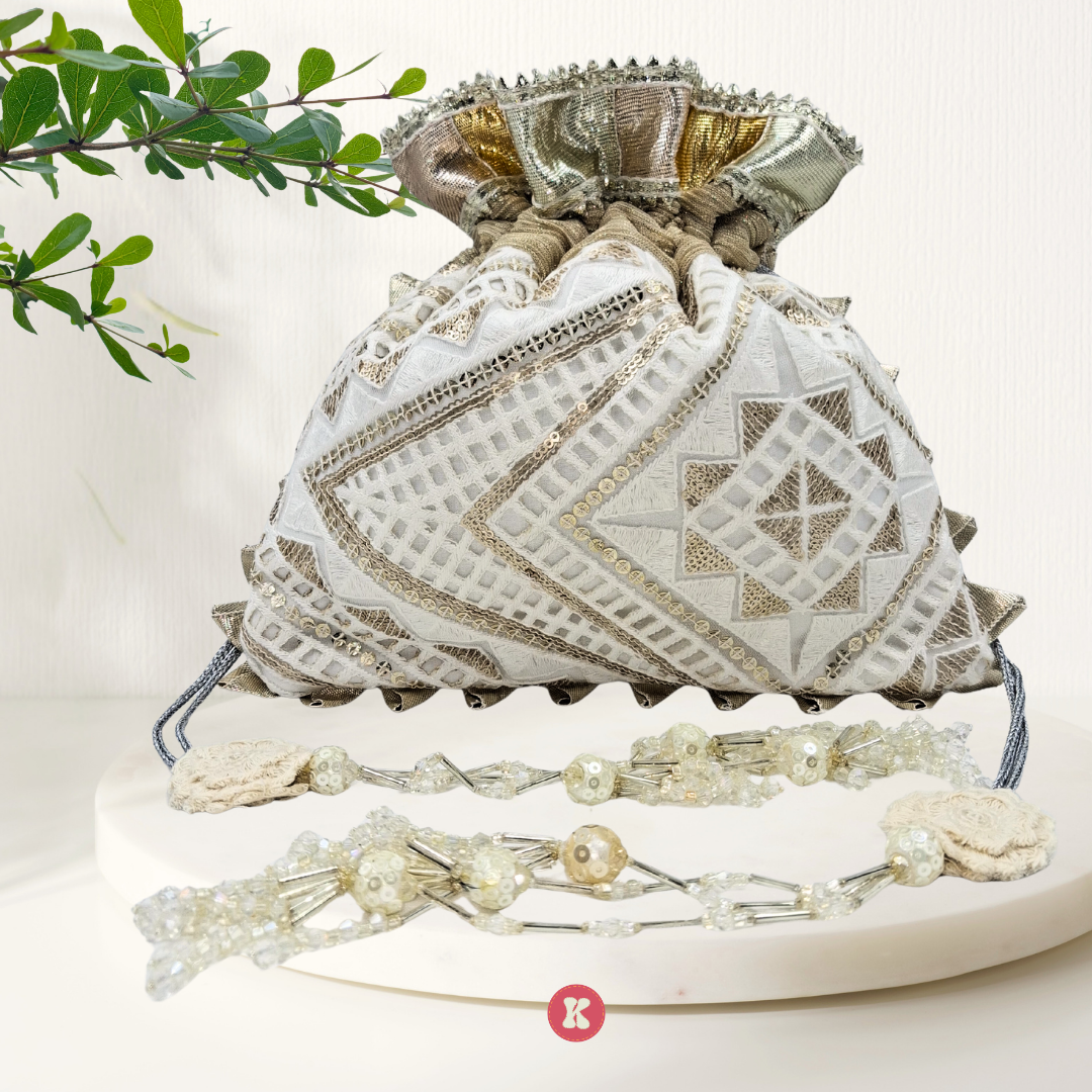 Regal White Wedding Potli