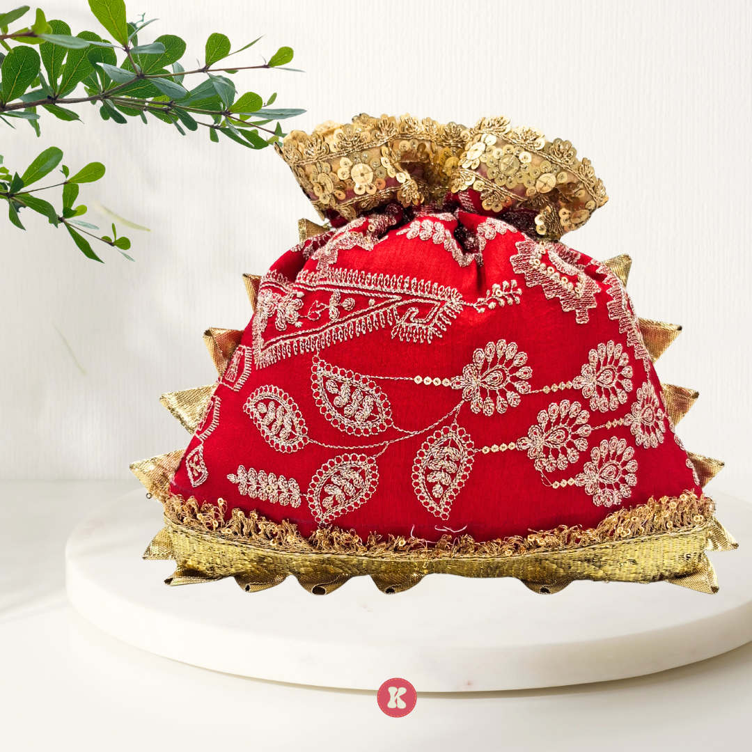 Royal Red Embroidered Potli