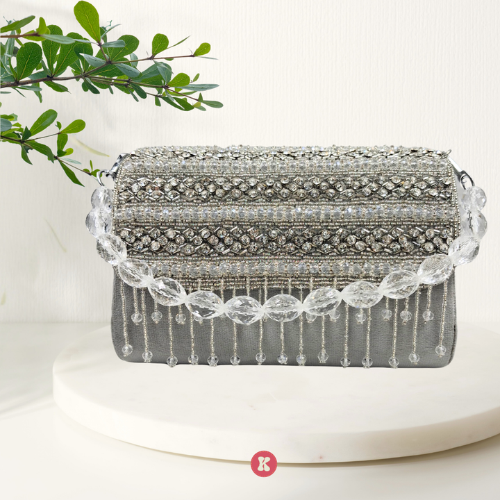 Silver Crystal Clutch