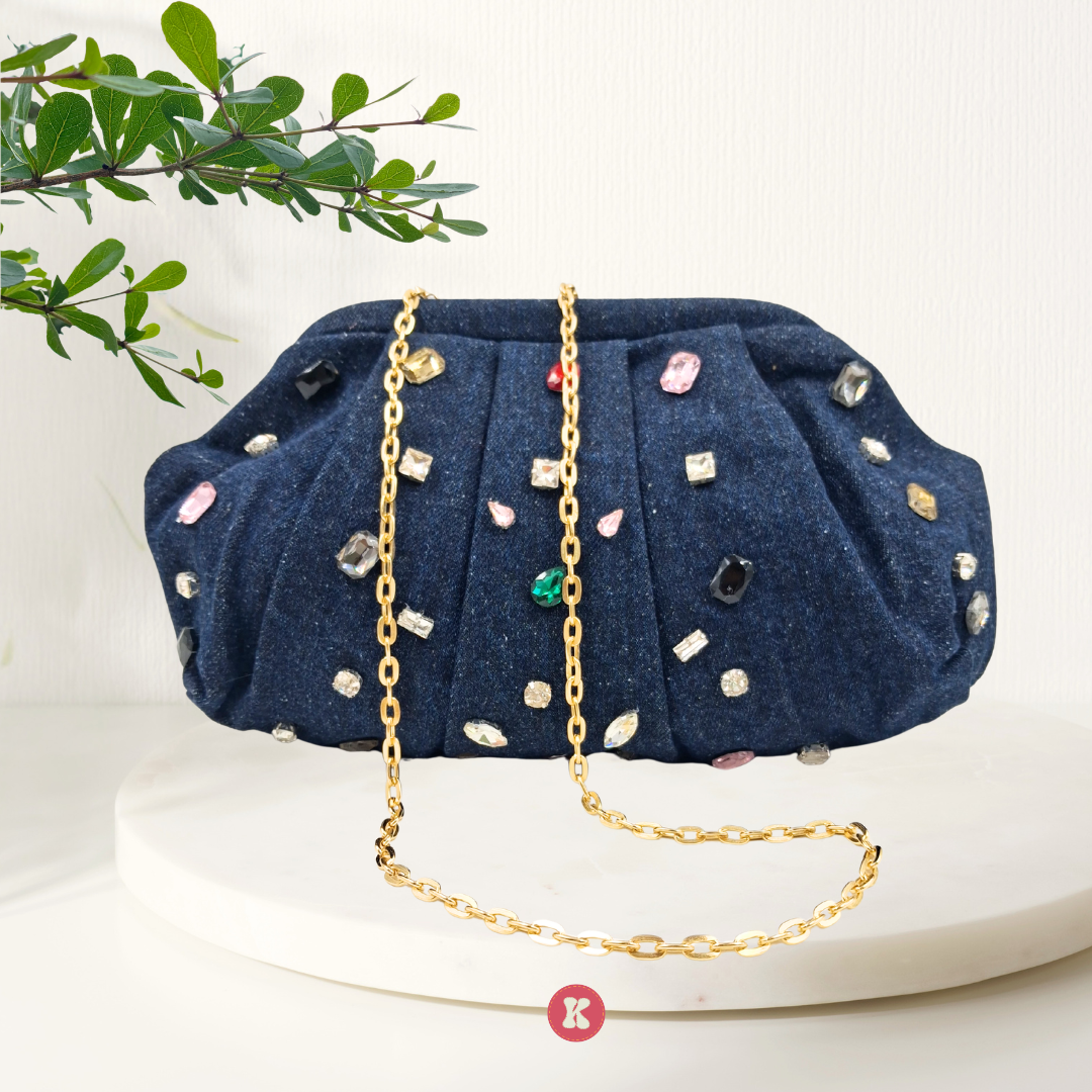 Navy Crystal Clutch