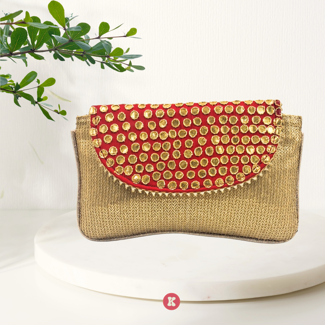 Red Mirror Flap Clutch