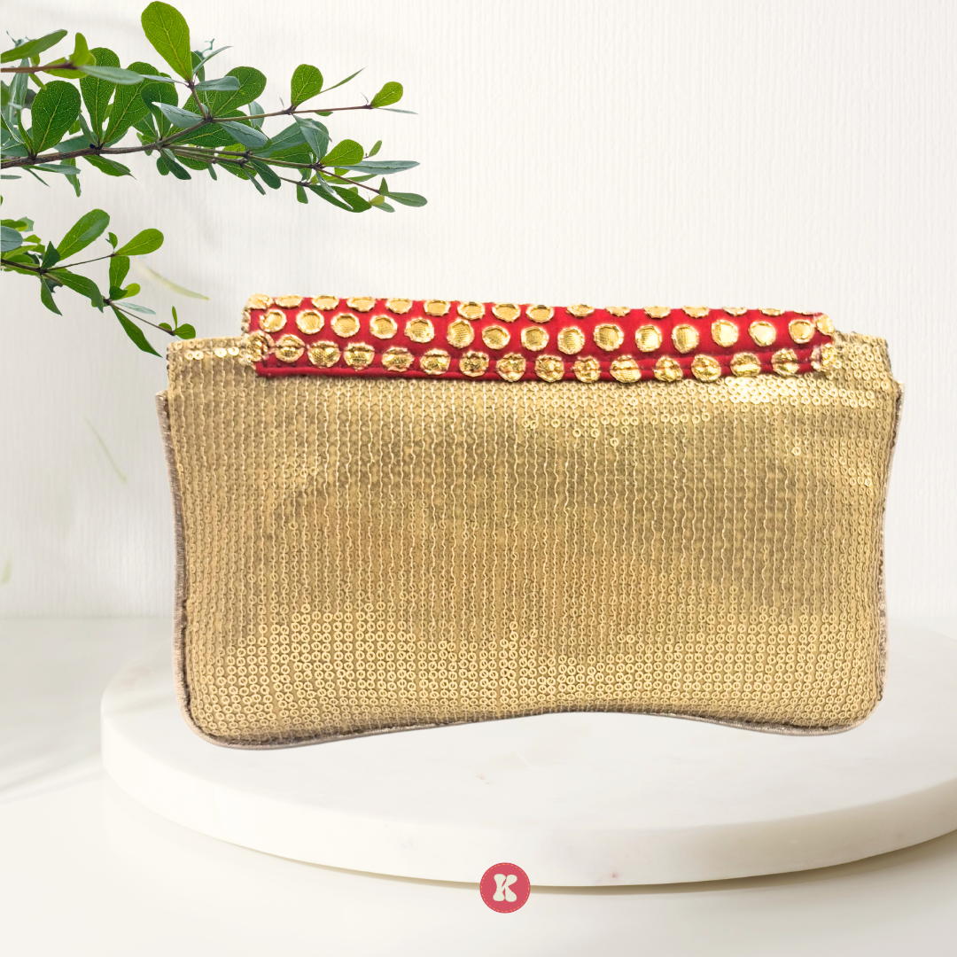 Red Mirror Flap Clutch