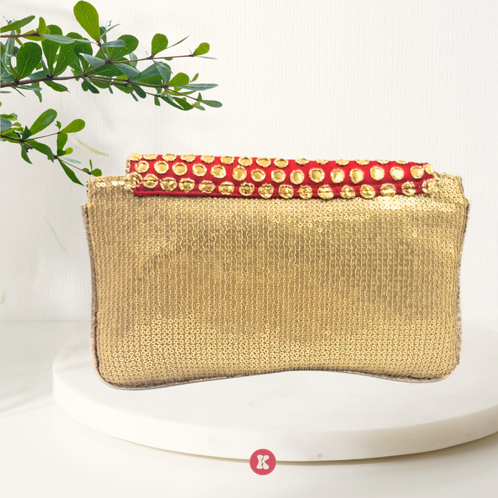 Red Mirror Flap Clutch