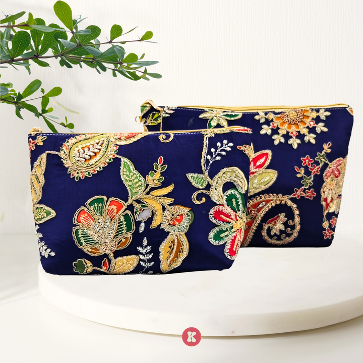 Artisan Blue Floral Pouch Set